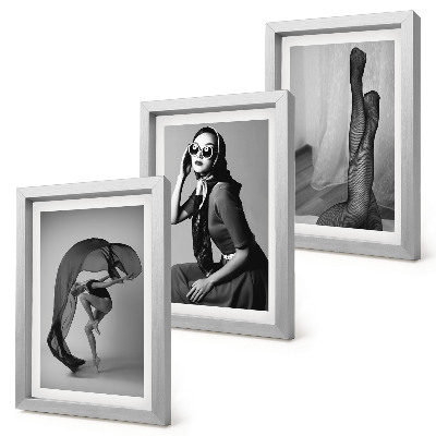Triptyk tavla med ram Snygga svartvita porträtt av kvinnor i eleganta poser