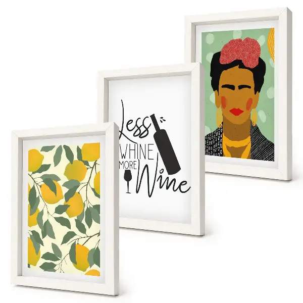 Posterpaket med Frida Kahlo porträtt och citat om vin