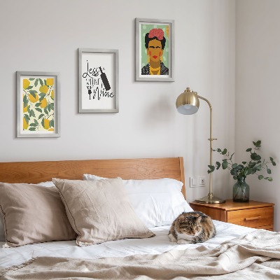 Posterpaket Citroner slogan om vin porträtt av Frida Kahlo