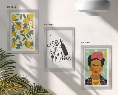 Posterpaket Citroner slogan om vin porträtt av Frida Kahlo