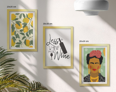 Posterpaket Citroner slogan om vin porträtt av Frida Kahlo