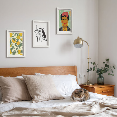 Posterpaket Citroner slogan om vin porträtt av Frida Kahlo