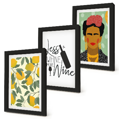 Posterpaket Citroner slogan om vin porträtt av Frida Kahlo