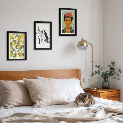 Posterpaket Citroner slogan om vin porträtt av Frida Kahlo