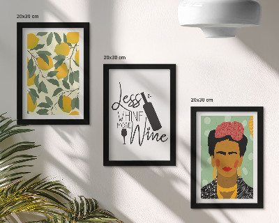 Posterpaket Citroner slogan om vin porträtt av Frida Kahlo
