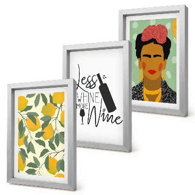 Posterpaket Citroner slogan om vin porträtt av Frida Kahlo