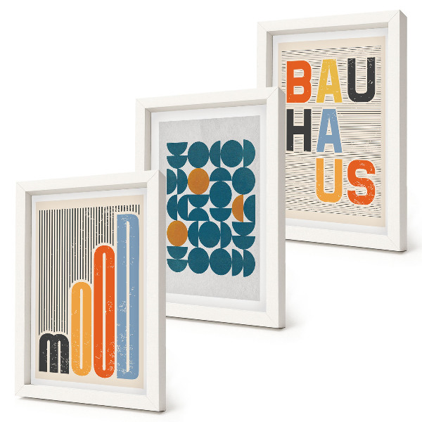 Triptyk tavla med ram Geometriska mönsterposters i Bauhaus-stil