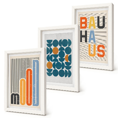 Triptyk tavla med ram Geometriska mönsterposters i Bauhaus-stil