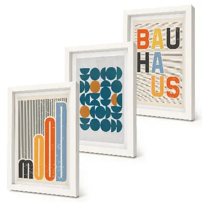 Triptyk med ram i Bauhaus-stil geometriska mönsterposters