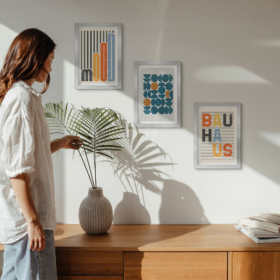 Triptyk tavla med ram Geometriska mönsterposters i Bauhaus-stil