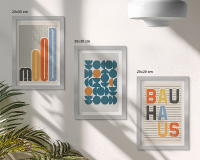 Triptyk tavla med ram Geometriska mönsterposters i Bauhaus-stil