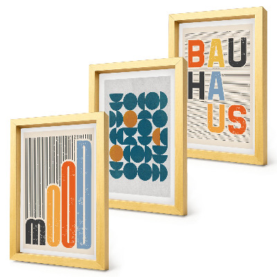 Triptyk tavla med ram Geometriska mönsterposters i Bauhaus-stil