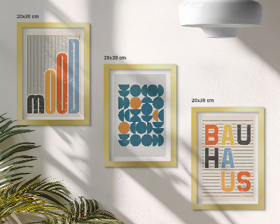 Triptyk tavla med ram Geometriska mönsterposters i Bauhaus-stil