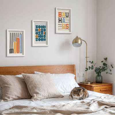 Triptyk tavla med ram Geometriska mönsterposters i Bauhaus-stil