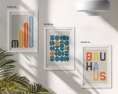 Triptyk tavla med ram Geometriska mönsterposters i Bauhaus-stil
