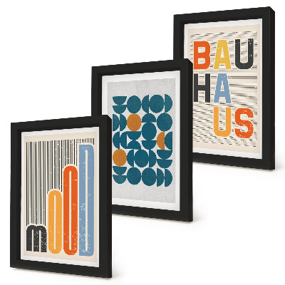 Triptyk tavla med ram Geometriska mönsterposters i Bauhaus-stil