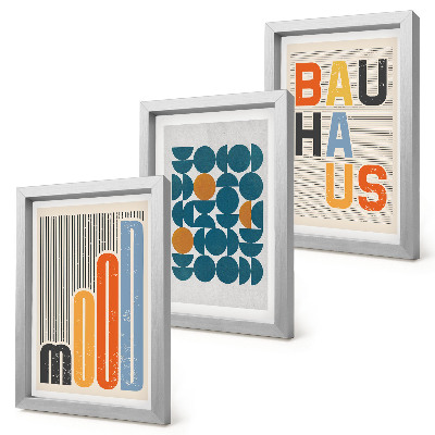Triptyk tavla med ram Geometriska mönsterposters i Bauhaus-stil
