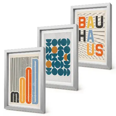 Triptyk med ram i Bauhaus-stil geometriska mönsterposters