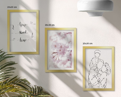 Tavelvägg med 3 tavlor Blommor och familj i minimalistisk design