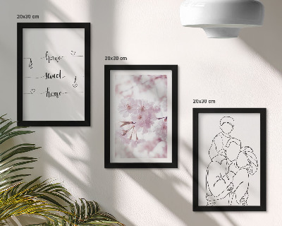 Tavelvägg med 3 tavlor Blommor och familj i minimalistisk design