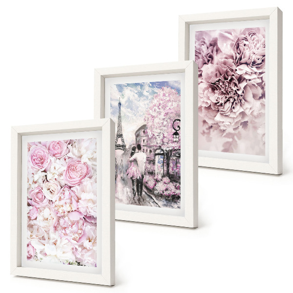 Posterpaket Blommor i nyanser av rosa romantiskt landskap