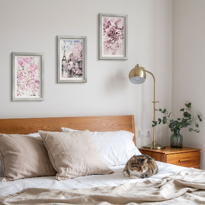 Posterpaket Blommor i nyanser av rosa romantiskt landskap