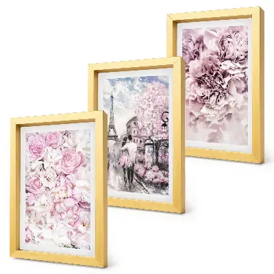 Posterpaket blommor i nyanser av rosa med romantiskt landskap