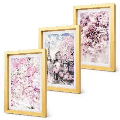 Posterpaket Blommor i nyanser av rosa romantiskt landskap
