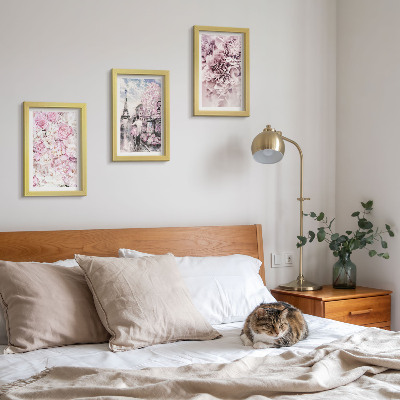 Posterpaket Blommor i nyanser av rosa romantiskt landskap