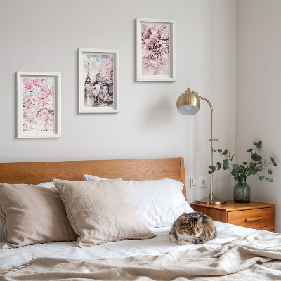 Posterpaket Blommor i nyanser av rosa romantiskt landskap
