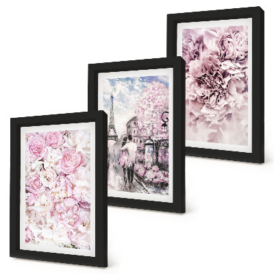 Posterpaket Blommor i nyanser av rosa romantiskt landskap