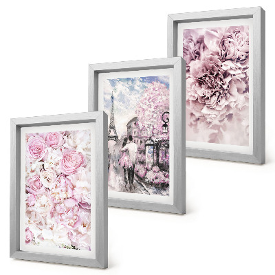 Posterpaket Blommor i nyanser av rosa romantiskt landskap
