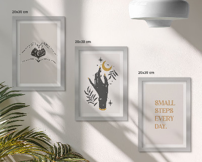 Triptyk tavla med ram Minimalistiska illustrationer som inspirerar bohemisk text
