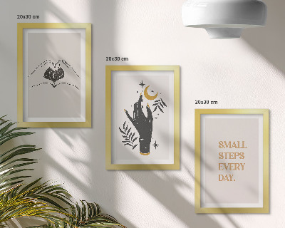 Triptyk tavla med ram Minimalistiska illustrationer som inspirerar bohemisk text