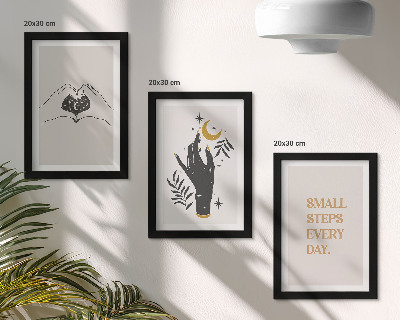 Triptyk tavla med ram Minimalistiska illustrationer som inspirerar bohemisk text