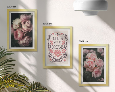 Posterpaket Vintagerosor med inskriptionen om drömmar