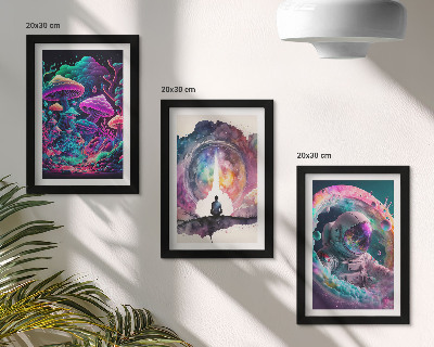 Triptyk tavla med ram Färgglada illustrationer i fantasykonststil