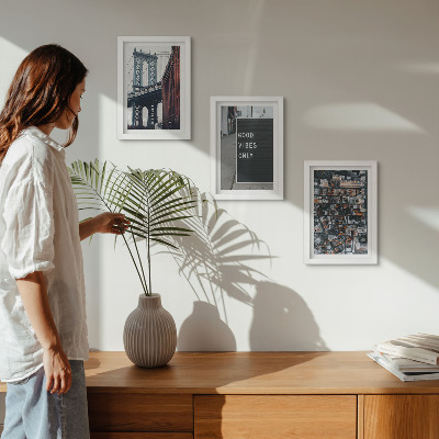 Posterpaket Bro i staden med gatuskyltar, Flygfoto