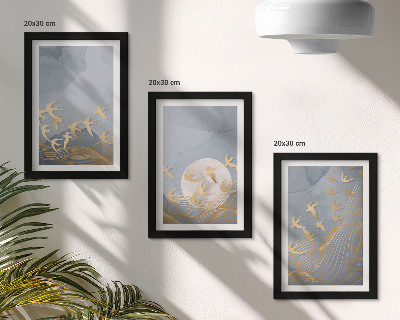 Posterpaket Fåglar i flykt mot himlen och månen