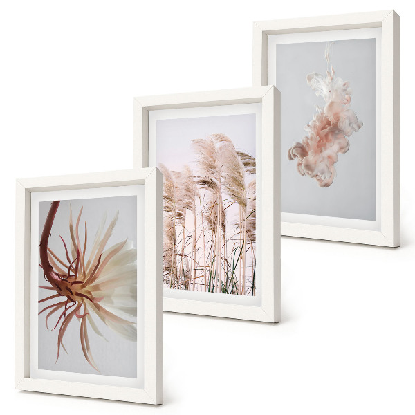 Posterpaket Blommor och gräs mot en ljus bakgrund i en harmonisk uppsättning
