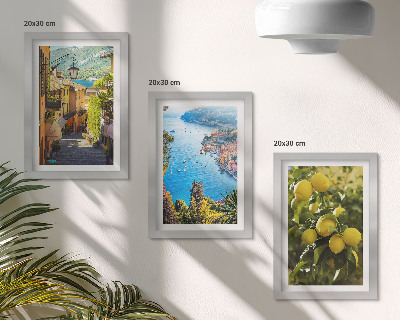 Posterpaket Pittoreska kustgator med utsikt över havet och citroner