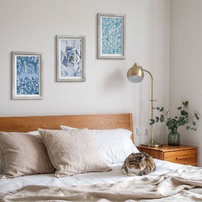 Posterpaket Vinterskog blå blomma blå vattenyta