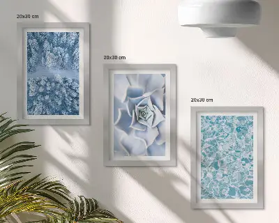Posterpaket vinterskog med blå blomma och vattenyta