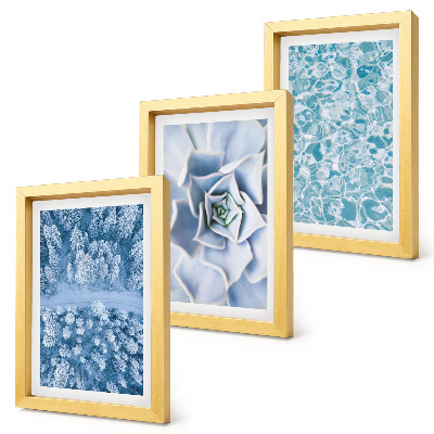 Posterpaket Vinterskog blå blomma blå vattenyta