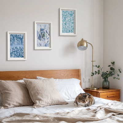 Posterpaket Vinterskog blå blomma blå vattenyta