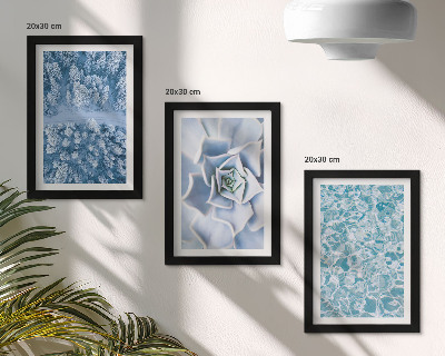 Posterpaket Vinterskog blå blomma blå vattenyta
