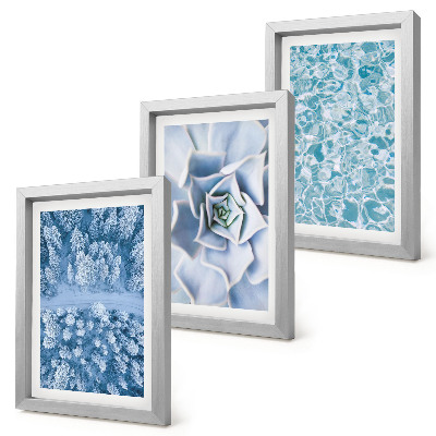 Posterpaket Vinterskog blå blomma blå vattenyta