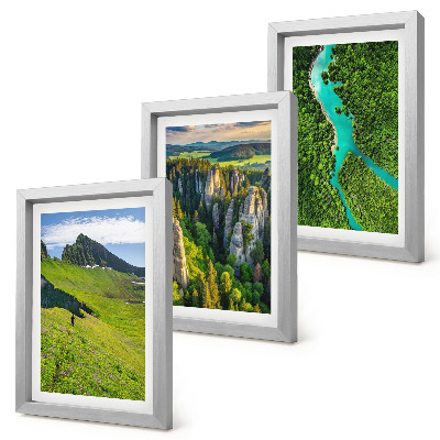 Triptyk tavla med ram Gröna bergslandskap med en flod och klippor