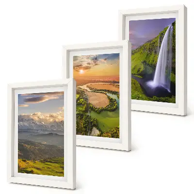 Posterpaket med motiv av bergsflod och vattenfall i naturen