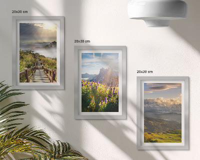 Posterpaket Berglandskap med blommor, himmel och stig
